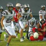 PHOTO BY JUSTIN DAMASIEWICZ Montesano running back Gabe Bodwell carries the football during a 48-6 victory over Columbia (White Salmon) on Friday at Columbia High School.