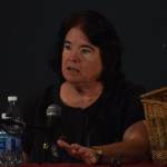 Caroline Emmert, candidate for Position 4 on the Ocean Shores City Council speaks at a forum hosted by Voice of the Shores at the Ocean Shores Lions Club on Wednesday, Sept. 20. (Clayton Franke / The Daily World)