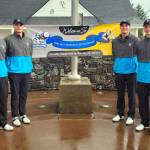 SUBMITTED PHOTO Grays Harbor College mens golf team members (from left) Hayden Hayes, Brett Wasson, Rasmus Tamker and Cole Wasson pose for a photo at the GHC-PLU Collegiate Open on Monday at The Home Course in DuPont.