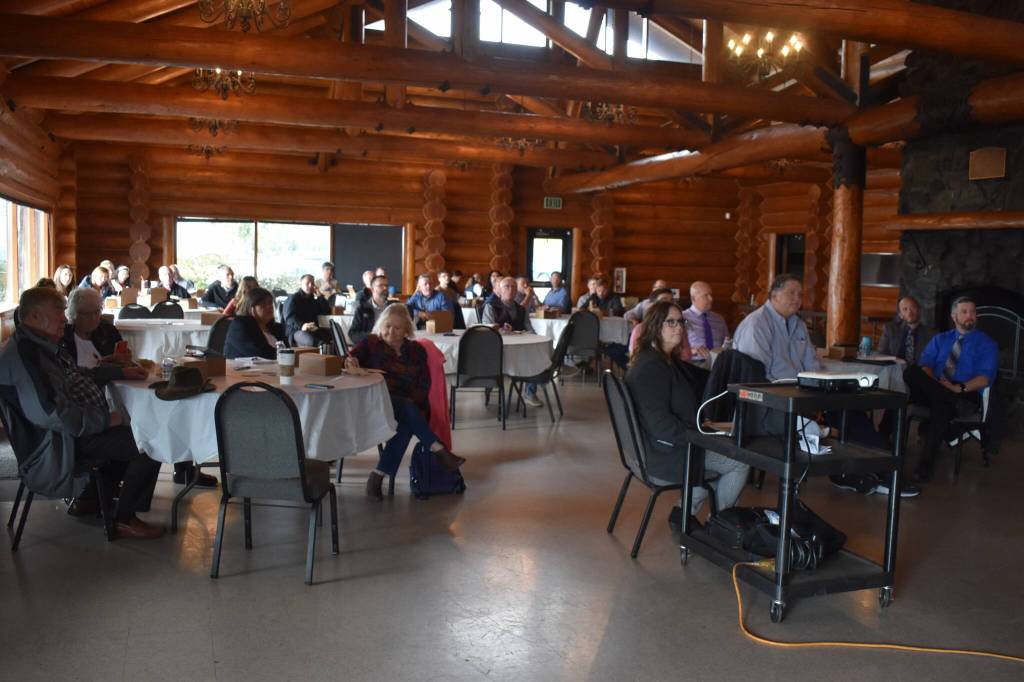 About 50 people showed up on Tuesday to the Rotary Log Pavilion in Aberdeen to hear updates to four major infrastructure projects that are happening and will continue through the next several years on the Harbor. (Matthew N. Wells / The Daily World)
Matthew N. Wells / The Daily World
About 50 people showed up on Tuesday to the Rotary Log Pavilion, in Aberdeen to hear updates to four major infrastructure projects that are happening and will continue through the next several years on the Harbor.