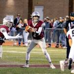 PHOTO BY SHAWN DONNELLY Montesano quarterback Tyson Perry (7) reads the defense during a 55-0 win over Shelton on Friday at Montesano High School.