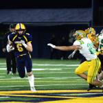 RYAN SPARKS | THE DAILY WORLD Aberdeen running back Micah Schroeder (6) runs for a first down during a 55-0 loss to Tumwater on Friday at Stewart Field in Aberdeen.