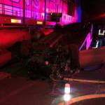Michael S. Lockett / The Daily World file
A Puget Sound & Pacific Railroad train struck an empty vehicle on the tracks near Montesano early Monday morning last week.