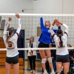 PHOTO BY FOREST WORGUM Elmas outside hitter Haydenne Bogar (6) rises for a kill during a 3-2 loss to Hoquiam on Thursday in Elma.