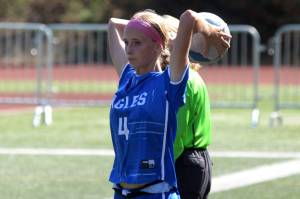 DAILY WORLD FILE PHOTO
Elma senior midfielder Aaleigha Weld, seen here in a file photo, scored the game's only goal in a 1-0 win over Eatonville on Wednesday. Elma secured second place in the 1A Evergreen League with the victory.