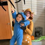 Heidi Talbert and her two-year-old Fawna, were dressed as a deer and a bear Saturday for Downtown Aberdeen Associations Spooktacular. While Fawna is seen squirming, both mom and daughter looked to be having a great time moments earlier when they posed for a free photo from Rick Moyer, of Moyer Multimedia, LLC. (Matthew N. Wells / The Daily World)