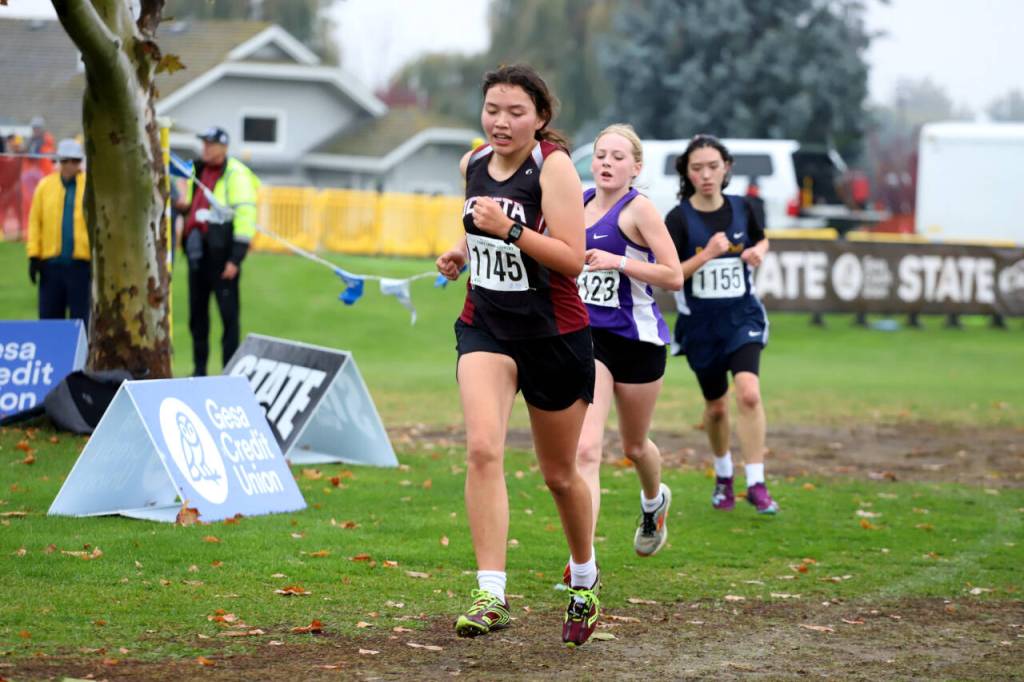 SUBMITTED PHOTO Ocosta senior Rebekah Stone (1145) placed 30th overall at the 1B/2B State Championship girls cross country race on Saturday at the Sun Willows Golf Course in Pasco.