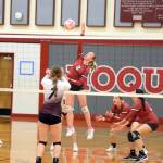 DAILY WORLD FILE PHOTO Hoquiam senior middle blocker Kristina Goulet (2) was named the 1A Evergreen League Most Valuable Player for the 2023 season.