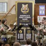 Michael S. Lockett / The Daily World
Army bandsmen play during a Veterans Day ceremony at St. Mary School on Nov. 9.