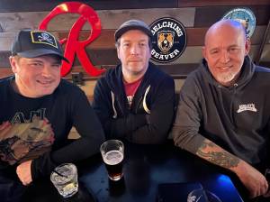 Matthew N. Wells / The Daily World
When This Way Out isnt wearing their character costumes, they look like regular guys  Ryan Baker, left, Aaron Vessey, center, and Larry Cowles. We consider ourselves when were not in tights and wigs as the spokespeople for the band, or even the roadies sometimes, Baker said while he explained a bit about what makes the band different and cool.