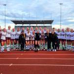 RYAN SPARKS | THE DAILY WORLD The Montesano Bulldogs pose with their state third-place trophy after picking up the programs first state Final Four victory 3-1 over La Center on Saturday in Tacoma.