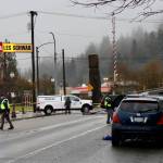 A vehicle fatally struck a pedestrian on Heron Street Tuesday morning. (Michael S. Lockett / The Daily World)
