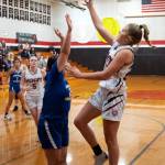 PHOTO BY VAN ADAM DAVIS Ocosta guard Bristol Towle, right, puts up a shot during a 53-47 win over Chief Lecshi on Thursday in Westport.
