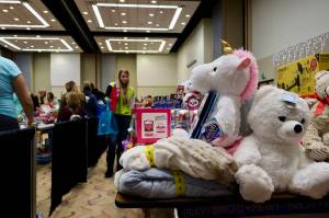 Michael S. Lockett / The Daily World
Hundreds of children received gifts during the Don and Pat Scotts Christmas for Kids event in Ocean Shores on Saturday.