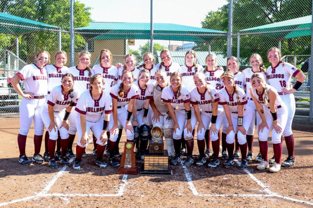 PHOTO BY SHAWN DONNELLY 
The Montesano Bulldogs won their 11th state softball title with a victory over Royal in the 1A State Championships in June.