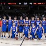 THE CHRONICLE FILE PHOTO The Willapa Valley boys basketball team poses with the 1B fifth-place trophy at Spokane Arena in March.
