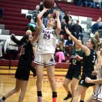 RYAN SPARKS | THE DAILY WORLD Montesanos Jillie Dalan (24) scores during a victory over Klahowya on Wednesday in Montesano.