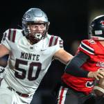 PHOTO BY FOREST WORGUM 
Montesano senior Cam Taylor (50), seen here in a file photo, was named to the WSFCA 1A All-State football team as an offensive lineman for the 2023 season.
