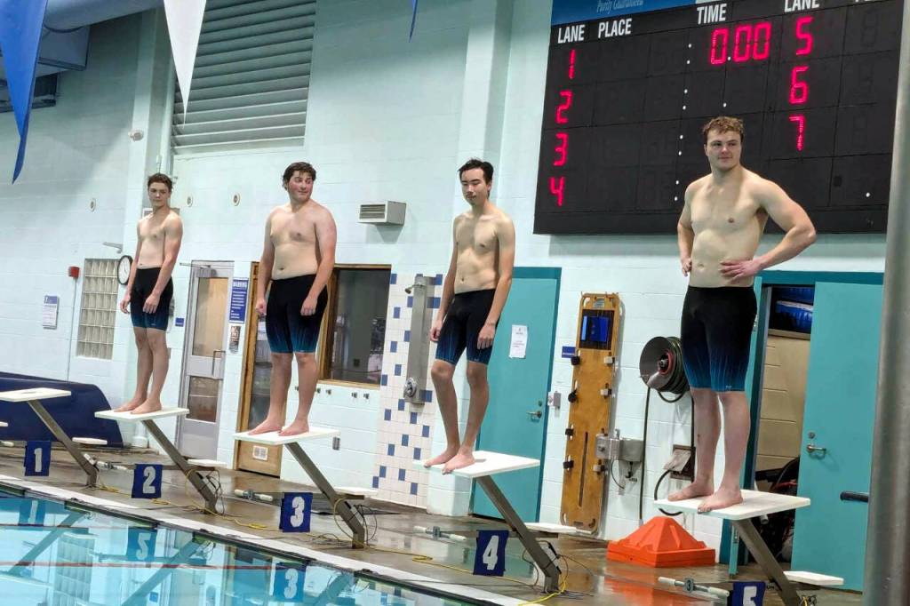 SUBMITTED PHOTO Aberdeen seniors (from left) Austin Weiss, Jacob Natwick, Kevin Eng and Tyler Bates were honored during a Senior Night victory over Shelton on Wednesday at the YMCA of Grays Harbor in Hoquiam.