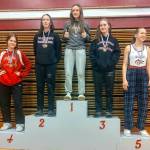 SUBMITTED PHOTO Aberdeens Felicia Bell gives two thumbs up after winning the 125-pound weight class at the WIAA District 4 Girls North 1B/2B/1A/2A Sub-Regional meet on Saturday at Hoquiam High School.