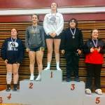 SUBMITTED PHOTO Montesano senior Kya Roundtree (1) won the 170-pound championship at the WIAA District 4 Girls North 1B/2B/1A/2A Sub-Regional meet on Saturday at Hoquiam High School. Aberdeens Mycah Good (2) and Pe Ells Peyton Pilz (4) are also pictured.