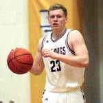 RYAN SPARKS | THE DAILY WORLD Montesano senior forward Tyce Peterson scored a game-high 32 points to lead the Bulldogs to a 70-61 victory over La Center in a 1A District 4 Tournament elimination game on Wednesday at Rochester High School.