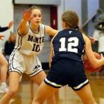 RYAN SPARKS | THE DAILY WORLD Montesanos Lex Stanfield (10) defends against Seton Catholics Remy Jenniges during the Bulldogs 41-36 victory in the 1A District 4 championship game on Saturday at Hoquiam High School.
