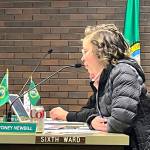 Sydney Renae Newbill, seen here speaking at a recent Aberdeen City Council meeting, pushes herself in order to do what she can to make people's lives better. In addition to being a councilor, Newbill owns Renae's Rendezvous, a successful wedding and event planning company, tends bar part-time, runs Grays Harbor Young Professionals and does it all with a smile. (Matthew N. Wells / The Daily World)