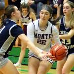 DAILY WORLD FILE PHOTO 
Montesano forward Ava Schrader (22) makes a move against Cascade Christian on Saturday, Feb. 24. Schrader and the Bulldogs face Lakeside (Nine Mile Falls) in a 1A State Round of 12 game on Wednesday in Yakima.