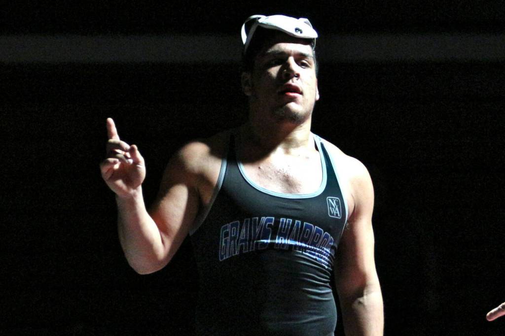 RYAN SPARKS | THE DAILY WORLD Grays Harbor Colleges Josh Luna won the 197-pound title at the NCWA Northwest Conference Championships on Saturday at Hoquiam High School.