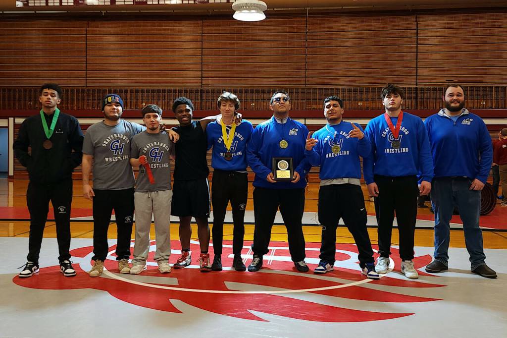 RYAN SPARKS | THE DAILY WORLD The Grays Harbor College mens wrestling team took second place at the NCWA Northwest Conference Championships on Saturday at Hoquiam High School.
