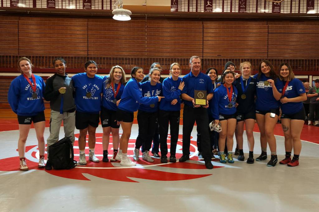 RYAN SPARKS | THE DAILY WORLD The Grays Harbor College womens wrestling team placed first at the NWAC Northwest Conference Championships on Saturday at Hoquiam High School.
