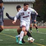 PHOTO BY FOREST WORGUM Montesano junior forward Felix Romero (15) dribbles against Wahluke during a 3-2 loss on Saturday at Jack Rottle Field in Montesano.