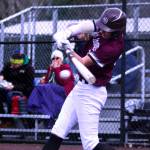 PHOTO BY HAILEY BLANCAS Montesano infielder Bode Poler connects with a pitch during a 7-2 loss to Overlake-Bear Creek on Saturday in Redmond.