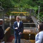 U.S. Rep. Derek Kilmer talks with Hoquiam City Administrator Brian Shay during a July 24, 2024 visit to the West Fork Hoquiam Dam. A recent congressional spending bill includes $500,000 for the citys dam removal and water supply project. (The Daily World file photo)