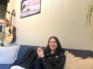 Matthew N. Wells / The Daily World
Dezy Lindgren, who helped revamp Aberdeen Cash Mob with Janaé Jobe, talks about the groups monthly work to help small businesses across the Harbor at Tinderbox Coffee Roasters  113 E. Wishkah St., in Aberdeen.