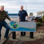 Gary Nelson, left, is retiring as the executive director of the Port of Grays Harbor as Leonard Barnes, right, steps into the position. (Courtesy photo / POGH)