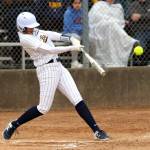 RYAN SPARKS | THE DAILY WORLD Aberdeen junior Lily Camp mashes a double during a 10-0 win over Black Hills on Wednesday in Aberdeen.