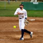RYAN SPARKS | THE DAILY WORLD Aberdeen pitcher Lily Camp threw a one-hitter in a 10-0 mercy-rule victory over Black Hills in the Bobcats home-opening game on Wednesday in Aberdeen.