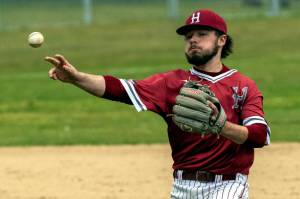 PHOTO BY FOREST WORGUM Hoquiams Dominic Standstipher records an out during a 4-3 win over Castle Rock on Wednesday at Olympic Stadium in Hoquiam.