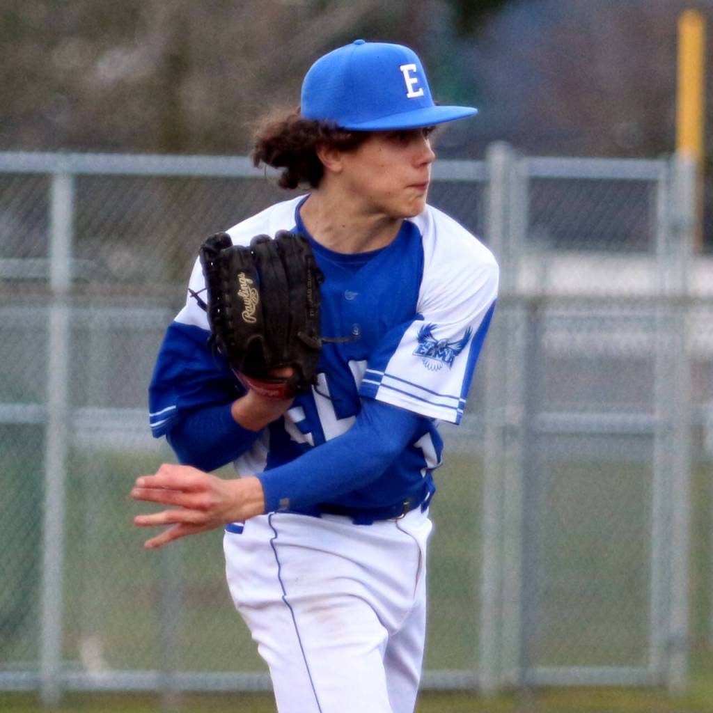 RYAN SPARKS | THE DAILY WORLD Elma starting pitcher Brody Palmer allowed just one hit in four innings of work in a 5-3 win over Aberdeen on Friday in Aberdeen.