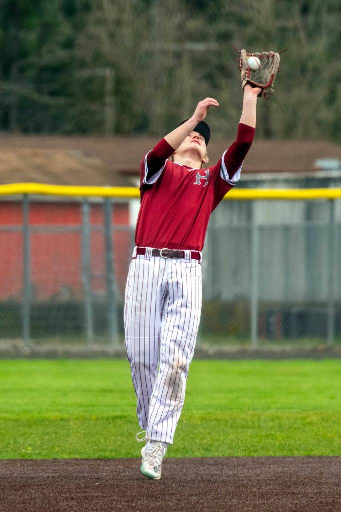 PHOTO BY FOREST WORGUM Hoquiam infielder Zander Jump makes a catch during a double header against Montesano on Saturday in Shelton.