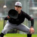 PHOTO BY FOREST WORGUM Montesano infielder Kole Kjesbu makes a play during a double header against Hoquiam on Saturday in Shelton.