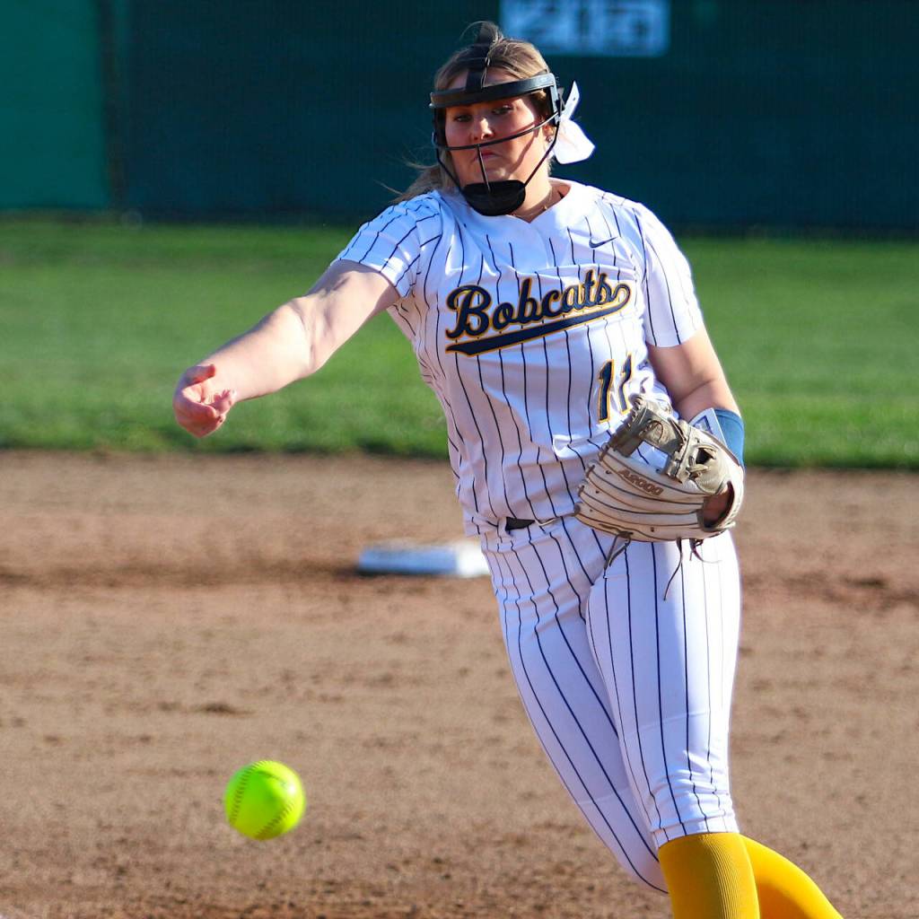 RYAN SPARKS | THE DAILY WORLD Aberdeen senior pitcher Annika Hollingsworth pitched three scoreless innings in a 5-0 loss to Tumwater on Friday in Aberdeen.