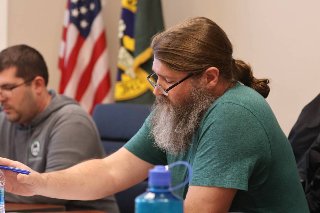 Michael S. Lockett / The Daily World
Mayor Chris Miller of McCleary participates in a city council meeting on Wednesday.