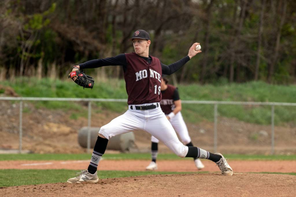 PHOTO BY FOREST WORGUM Montesano pitched Caden Grubb earned the win in a 20-6 win over Colville on Friday in Naches.
PHOTO BY FOREST WORGUM Montesano pitched Caden Grubb earned the win in a 20-6 win over Colville on Friday in Naches.