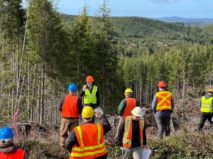 Courtesy of Brady Dier
Mark Smalley, an engineer for Rayonier, leads a field trip April 5 as part of the Washington State Society of American Foresters annual meeting, which took place at Grays Harbor College.