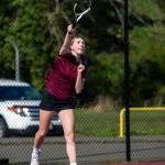 PHOTO BY FOREST WORGUM Montesanos Karissa Otterstetter serves during a 6-0, 6-0 singles-match victory over Hoquiams Ashlynn Amsbury on Tuesday in Montesano.