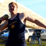 RYAN SPARKS | THE DAILY WORLD Aberdeen senior Tyler Bates won the shot put (pictured) and discus events at the Ray Ryan Memorial All-County Meet on Friday in Ocean Shores.