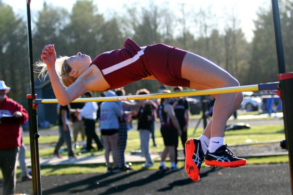 RYAN SPARKS | THE DAILY WORLD Hoquiams Haylee Jahner won the girls high jump event at the Ray Ryan Memorial All-County Meet on Friday in Ocean Shores.